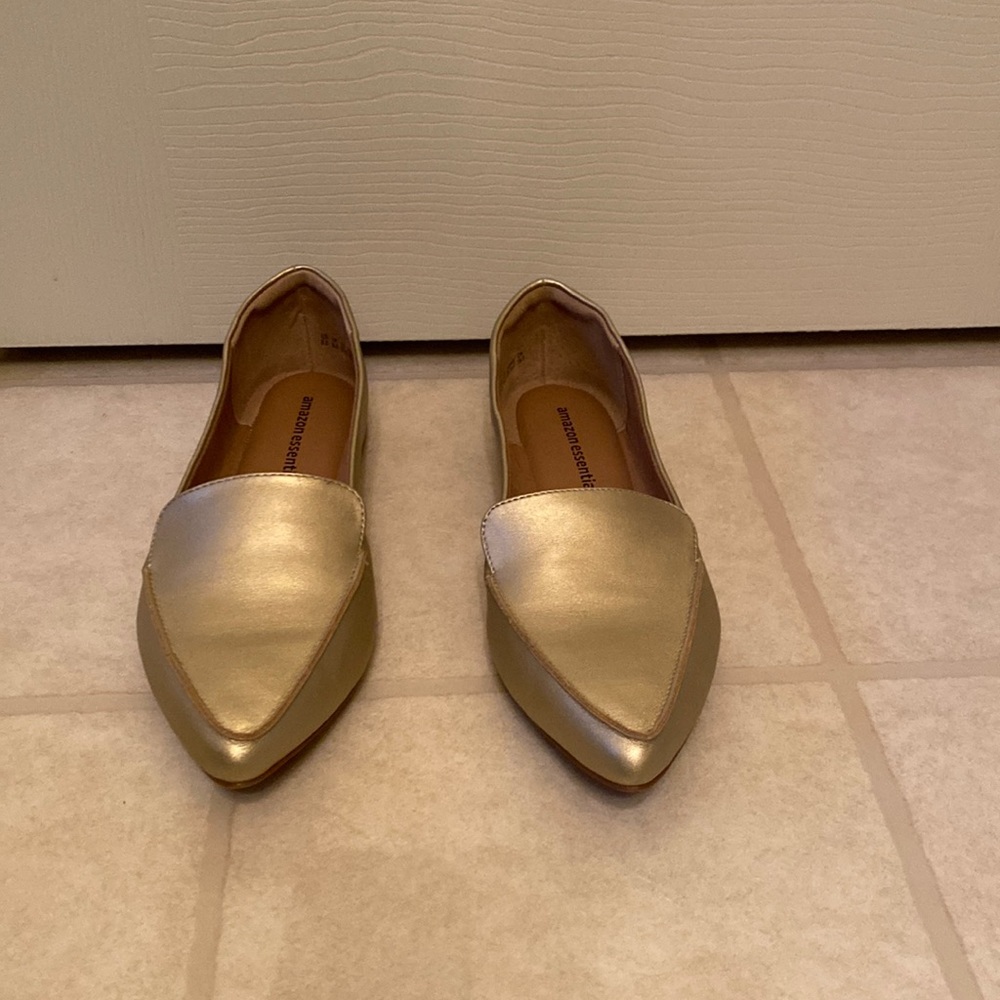 Gold loafer flats